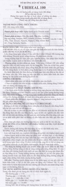 Thuốc Ubiheal 100 Nam Hà điều trị các rối loạn cảm giác do bệnh thần kinh đái tháo đường (5 vỉ x 6 viên)