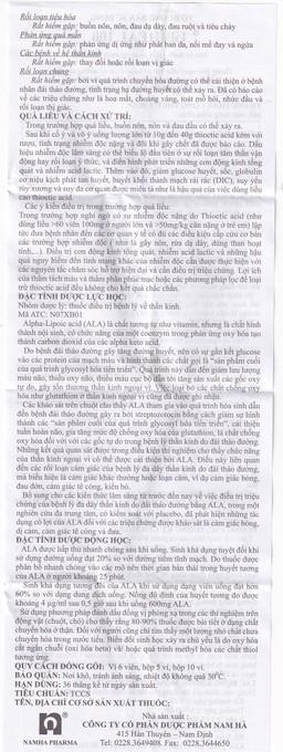 Thuốc Ubiheal 100 Nam Hà điều trị các rối loạn cảm giác do bệnh thần kinh đái tháo đường (5 vỉ x 6 viên)