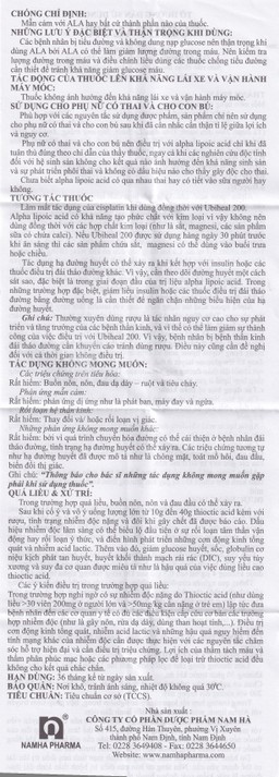 Thuốc Ubiheal 200 Nam Hà điều trị các rối loạn cảm giác  do bệnh thần kinh đái tháo đường (5 vỉ x 6 viên)
