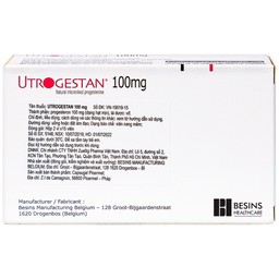 Thuốc Utrogestan 100mg Besins bổ sung nội tiết tố trong bệnh lý sản phụ khoa (2 vỉ x 15 viên)