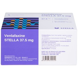 Thuốc Venlafaxine Stella 37.5mg điều trị các cơn trầm cảm nặng (6 vỉ x 10 viên)
