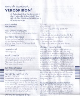 Thuốc Verospiron 50mg Gedeon điều trị tăng huyết áp, phù do tim gan thận, cường aldosterone và hạ kali (3 vỉ x 10 viên)