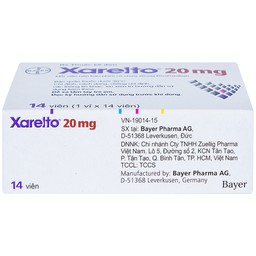 Thuốc Xarelto 20mg Bayer dự phòng đột quỵ và thuyên tắc mạch toàn thân (1 vỉ x 14 viên)