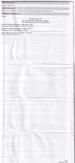 Thuốc Yaz Bayer dùng tránh thai, điều trị mụn trứng cá (1 vỉ x 28 viên)