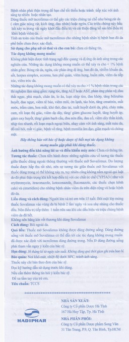 Thuốc mỡ Sovalimus 0.1% Hadiphar  điều trị chàm cơ địa (10g)