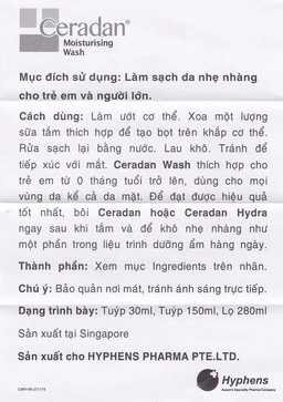 Sữa tắm dưỡng ẩm Ceradan 280ml moisturising wash