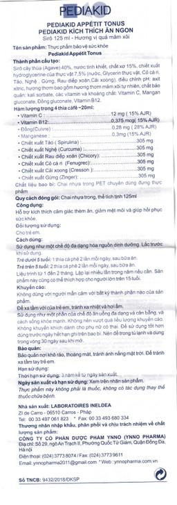 Siro hỗ trợ kích thích thèm ăn Pediakid Appétit Tonus (125ml)