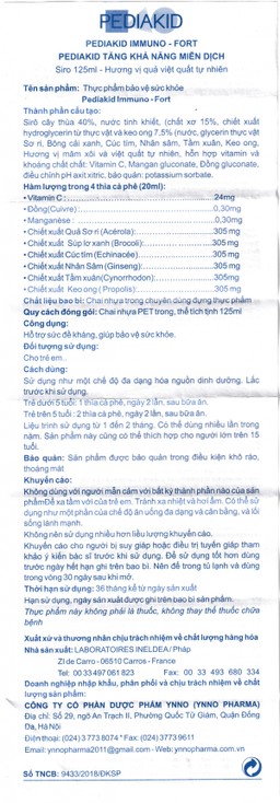 Siro hỗ trợ sức đề kháng Pediakid Immuno-Fort (125ml)