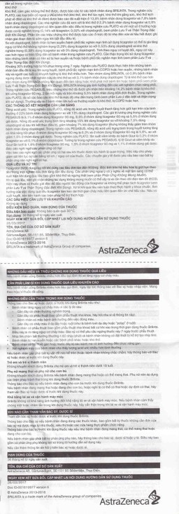 Thuốc Brilinta AstraZeneca giảm nguy cơ bị lên cơn đau tim , đột quỵ (6 vỉ x 10 viên)