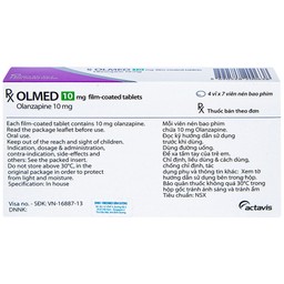 Viên nén Olmed 10mg Actavis điều trị chống loạn thần (4 vỉ x 7 viên)