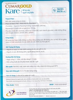 Viên uống CumarGold Kare CVI Pharma hỗ trợ giảm nguy cơ mắc ung bướu (3 vỉ x 10 viên)