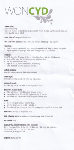 Dung dịch vệ sinh phụ nữ Woncyd phòng và điều trị viêm nhiễm đường sinh dục (200ml) 