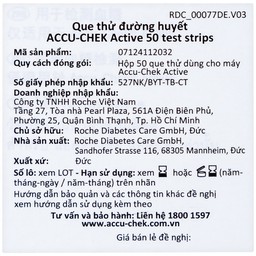 Que thử đường huyết Accu Chek Active (50 que)