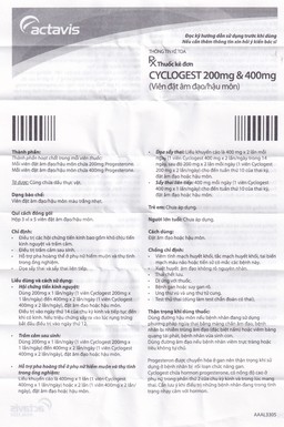 Viên đặt Cyclogest 400mg Actavis điều trị các hội chứng tiền kinh, trầm cảm (3 vỉ x 5 viên)