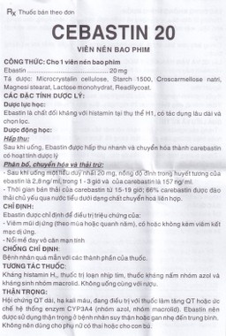 Thuốc Cebastin20 Dược 3-2 điều trị viêm mũi dị ứng, mày đay (3 vỉ x 10 viên) 