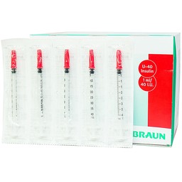 Bơm tiêm tiểu đường Omnican 1ml/40iu Braun màu đỏ (100 cái)
