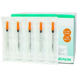 Bơm tiêm tiểu đường Omnican 1ml/100iu Braun màu cam (100 cái)