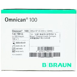 Bơm tiêm tiểu đường Omnican 1ml/100iu Braun màu cam (100 cái)