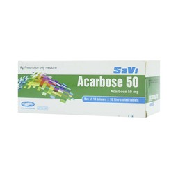 Thuốc Acarbose 50 SaVi điều trị đái tháo đường (10 vỉ x 10 viên)