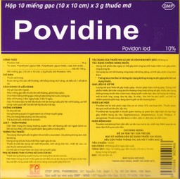 Gạc Povidine Pharmedic sát trùng vết thương, vết bỏng nông và ít rộng (10 miếng x 3g)