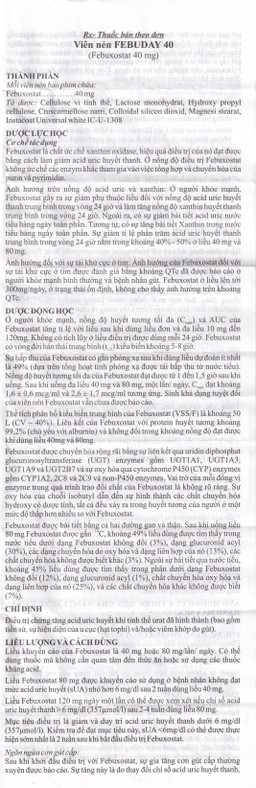 Thuốc Febuday 40 MSN điều trị tăng acid uric huyết (3 vỉ x 10 viên)