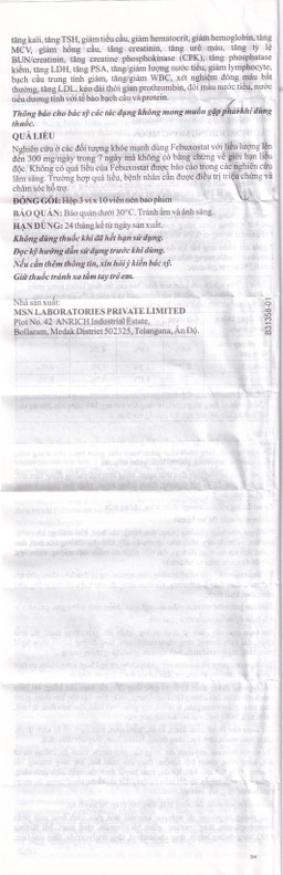 Thuốc Febuday 40 MSN điều trị tăng acid uric huyết (3 vỉ x 10 viên)