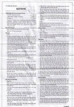 Thuốc Agifovir 300mg Agimexpharm hỗ trợ điều trị HIV-1, viêm gan B mạn tính (3 vỉ x 10 viên)