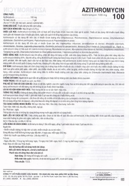 Bột Azithromycin 100 DHG điều trị nhiễm khuẩn (24 gói)