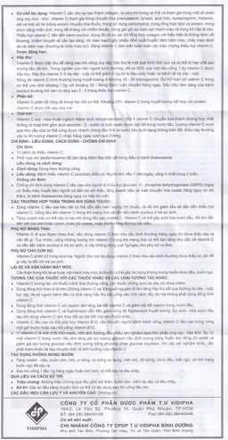 Thuốc Vitamin C 500mg Vidipha điều trị bệnh do thiếu Vitamin C (100 viên)