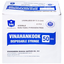 Bơm tiêm 50ml/cc Vinahankook dùng một lần (25 cái)