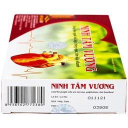 Viên uống Ninh Tâm Vương Hồng Bàng dùng cho người hồi hộp, trống ngực, tim đập nhanh (3 vỉ x 10 viên)