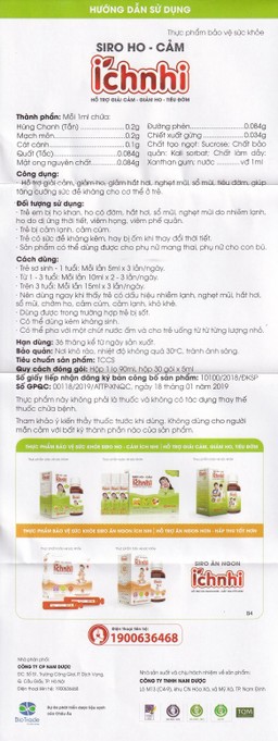 Siro ho cảm Ích Nhi Nam Dược hỗ trợ giải cảm, giảm ho, tiêu đờm (90ml)