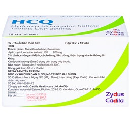 Thuốc HCQ 200mg Zydus Cadila điều trị sốt rét cấp tính, lupus ban đỏ (10 vỉ x 10 viên)