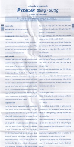 Thuốc Pyzacar 50 Pymepharco chống tăng huyết áp (2 vỉ x 15 viên)