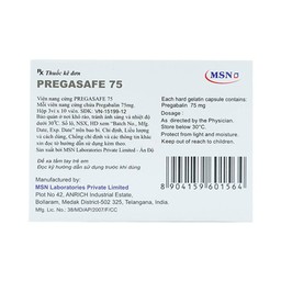 Thuốc Pregasafe 75 MSN điều trị đau thần kinh, động kinh (3 vỉ x 10 viên) 