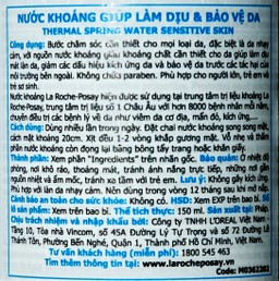 Xịt khoáng La Roche-posay Thermal Spring Water Sensitive Skin giúp làm dịu và bảo vệ da 150ml