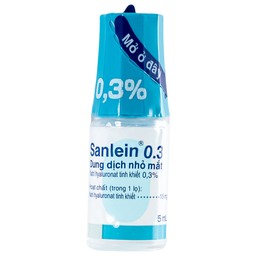 Thuốc nhỏ mắt Sanlein 0.3% Santen hỗ trợ điều trị rối loạn biểu mô kết giác mạc (5ml)
