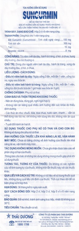Thuốc Suncurmin Sao Thái Dương điều trị viêm loét dạ dày, hành tá tràng (2 vỉ x 6 viên)