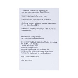 Thuốc Trajenta Duo 2.5mg/500mg Boehringer điều trị đái tháo đường típ 2 (3 vỉ x 10 viên)