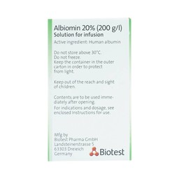 Dịch truyền Albiomin 20% Biotest điều trị cấp cứu trường hợp choáng do giảm thể tích máu (50ml)