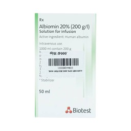 Dịch truyền Albiomin 20% Biotest điều trị cấp cứu trường hợp choáng do giảm thể tích máu (50ml)