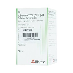 Dịch truyền Albiomin 20% Biotest điều trị cấp cứu trường hợp choáng do giảm thể tích máu (50ml)