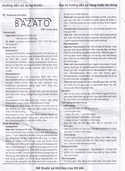 Thuốc Bazato 300mg Hasan điều trị các triệu chứng đau thần kinh (3 vỉ x 10 viên)