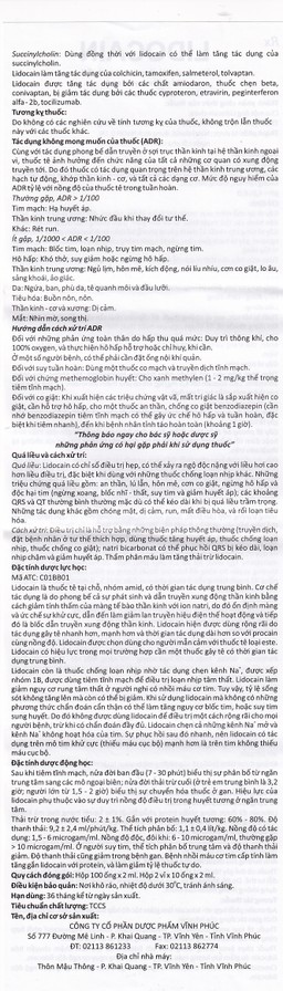 Dung dịch tiêm Lidocain 40mg/2ml Vinphaco gây tê tại chỗ niêm mạc trước (100 ống x 2ml)