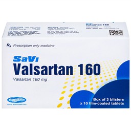Thuốc Savi Valsartan 160 điều trị tăng huyết áp, nhồi máu cơ tim (3 vỉ x 10 viên)