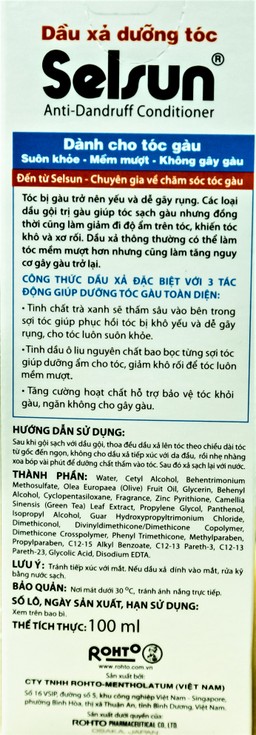 Dầu xả Selsun Rohto dưỡng tóc ngăn ngừa gàu (100ml)