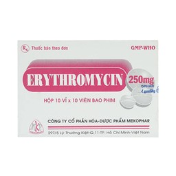 Thuốc Erythromycin 250mg Mekophar điều trị nhiễm khuẩn (10 vỉ x 10 viên)