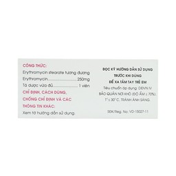 Thuốc Erythromycin 250mg Mekophar điều trị nhiễm khuẩn (10 vỉ x 10 viên)