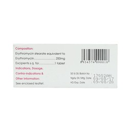Thuốc Erythromycin 250mg Mekophar điều trị nhiễm khuẩn (10 vỉ x 10 viên)