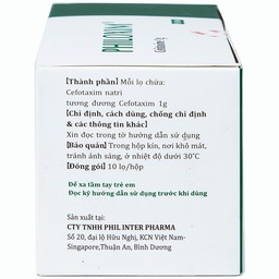 Bột pha tiêm Philoxim 1g Phil Inter Pharma điều trị nhiễm trùng do các chủng vi khuẩn (10 chai)
